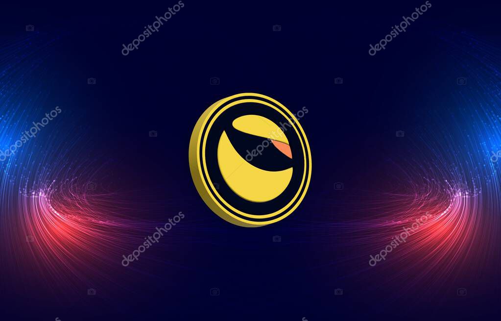 Digital background image of the terra classic-lunch virtual currency. 3d illustration.
