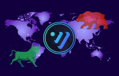 Venüs-xvs dijital arkaplanda bozuk para logosu görüntüsü. 3d illüstrasyon.