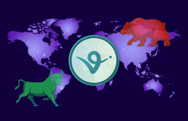 Dijital arkaplanda sanal para birimi resmi var. 3d illüstrasyon.