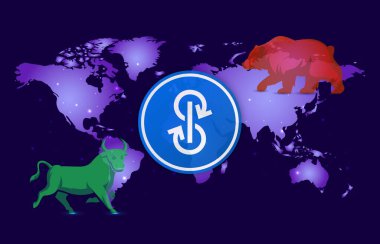 USDC dijital arkaplanda sanal para birimi görüntüleri. 3d illüstrasyon.