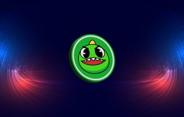 Dijital arkaplanda Yoshi kripto para birimi logoları. 3d illüstrasyon.