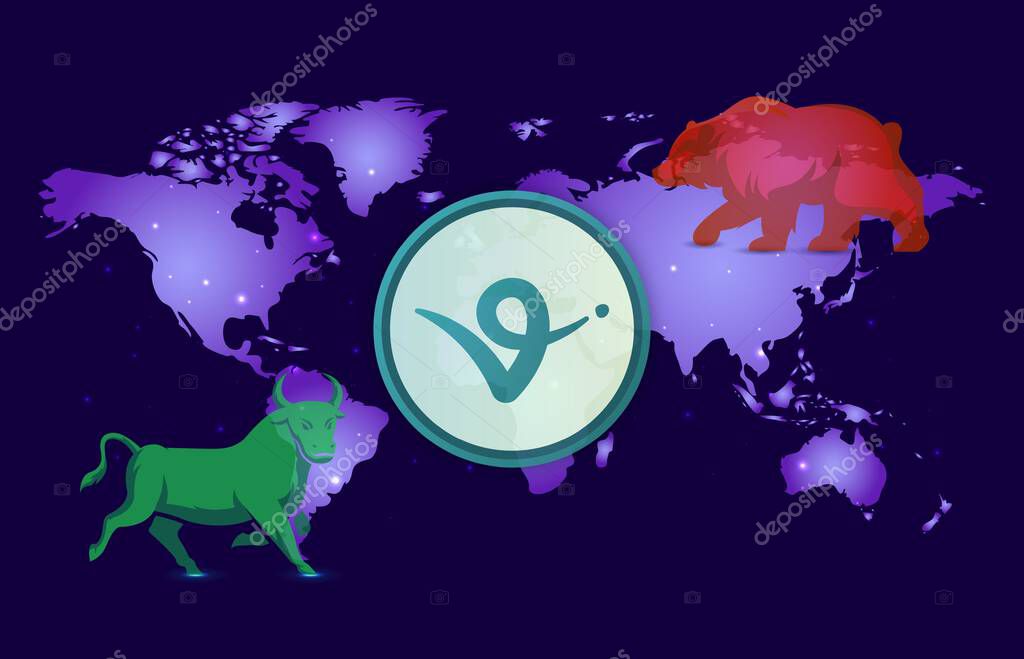 Virtuals protocol-virtual  currency image in the digital background. 3d illustrations.