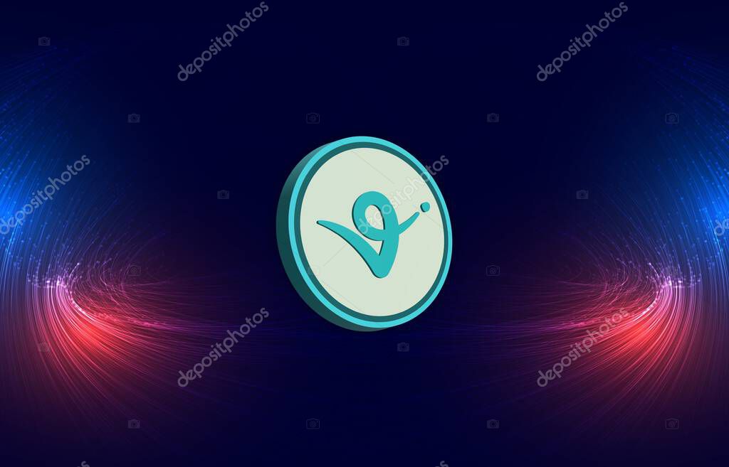 Virtuals protocol-virtual  currency image in the digital background. 3d illustrations.