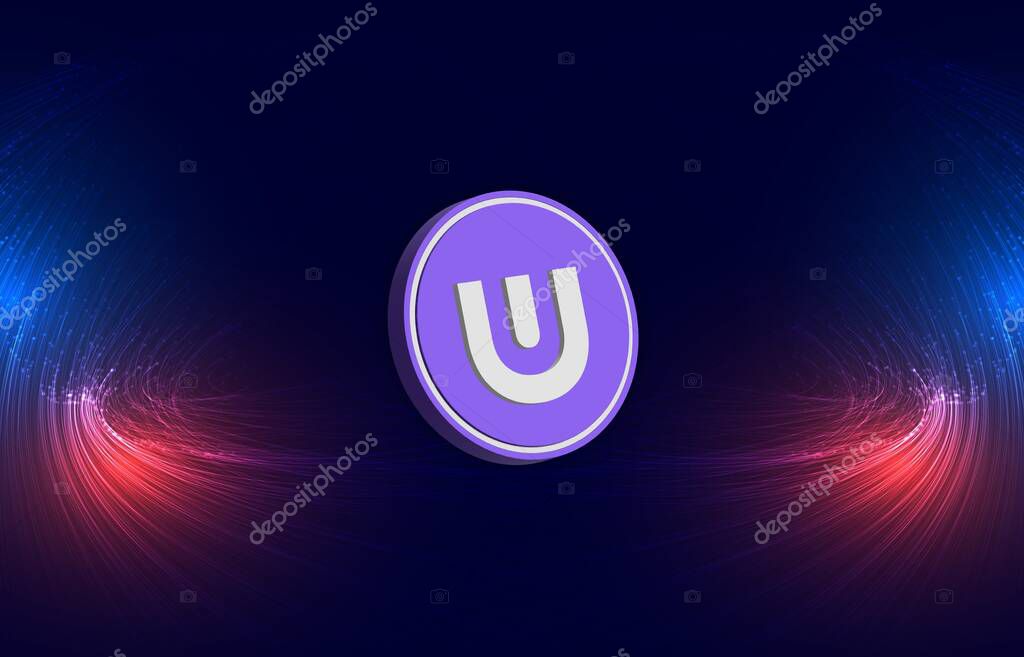 Ultra-uos virtual currency images on digital background. 3d illustrations.