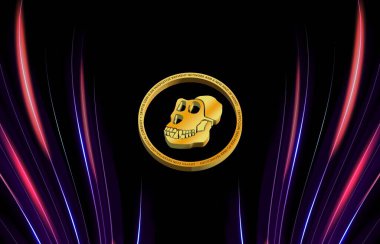 Dijital arka planda apecoin sanal para birimi görüntüsü. 3d illüstrasyon.
