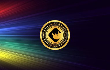 Dijital arkaplanda binaryx-bnx para logosu resimleri. 3d illüstrasyon.