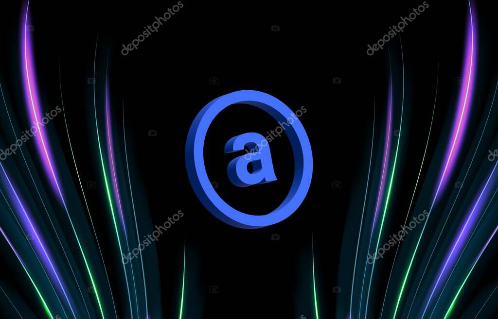 Arweave-ar  virtual currency image in the digital background. 3d illustrations.