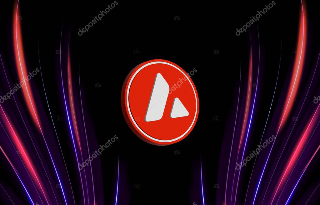 Avalanche-avax virtual currency image in the digital background. 3d illustrations.
