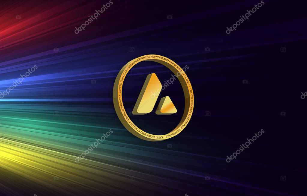 Avalanche-avax virtual currency image in the digital background. 3d illustrations.