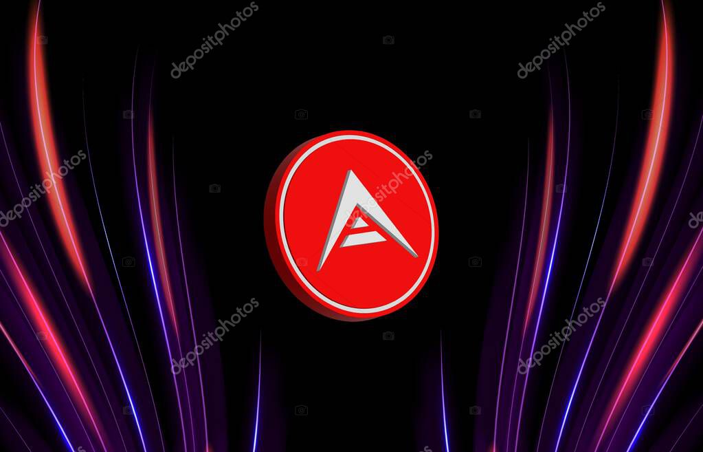 Ark virtual currency image in the digital background. 3d illustrations.