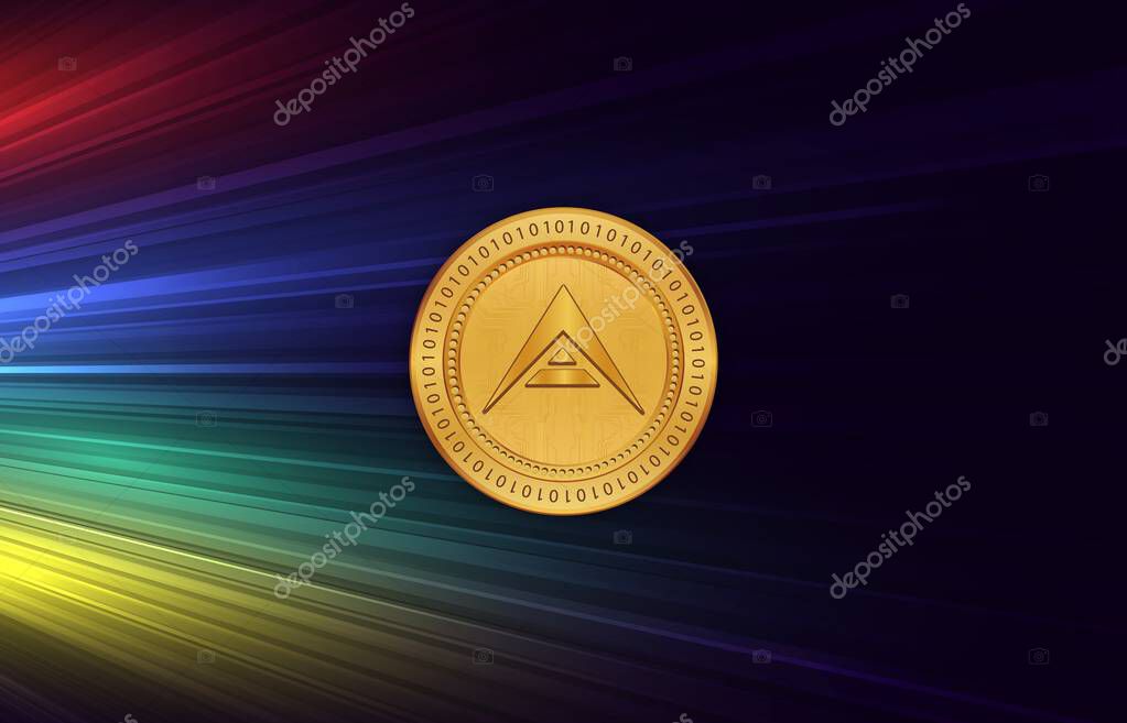 Ark virtual currency image in the digital background. 3d illustrations.