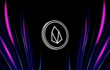 Dijital arkaplanda Eos sanal para birimi görüntüsü. 3B çizimler.