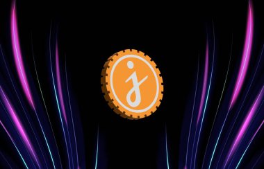 jascoin-jasmy şifreleme resimleri dijital arkaplanda. 3d illüstrasyon.