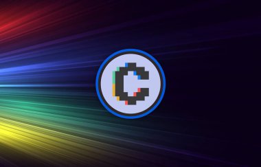 Dijital arkaplanda dışbükey finans-cvx kripto para birimi logoları resimleri. 3d illüstrasyon.