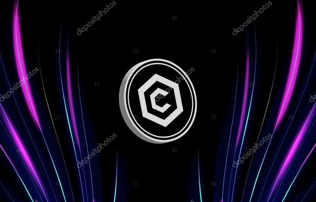 Cronos-cro cryptocurrency logos on digital background. 3d illustrations.