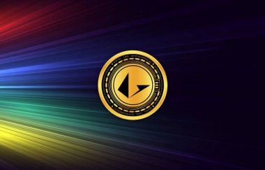Dijital arkaplanda Loopring-lrc şifreli para birimi logoları. 3d illüstrasyon.