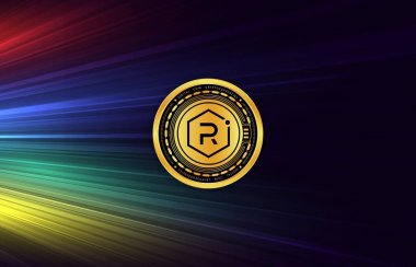 raydium-ray virtual currency image in the digital background. 3d illustrations.