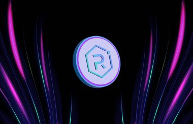 raydium-ray virtual currency image in the digital background. 3d illustrations.