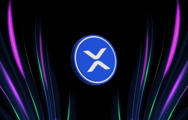 Dijital arkaplanda dalgalı-xrp sanal para birimi resimleri. 3d illüstrasyon.