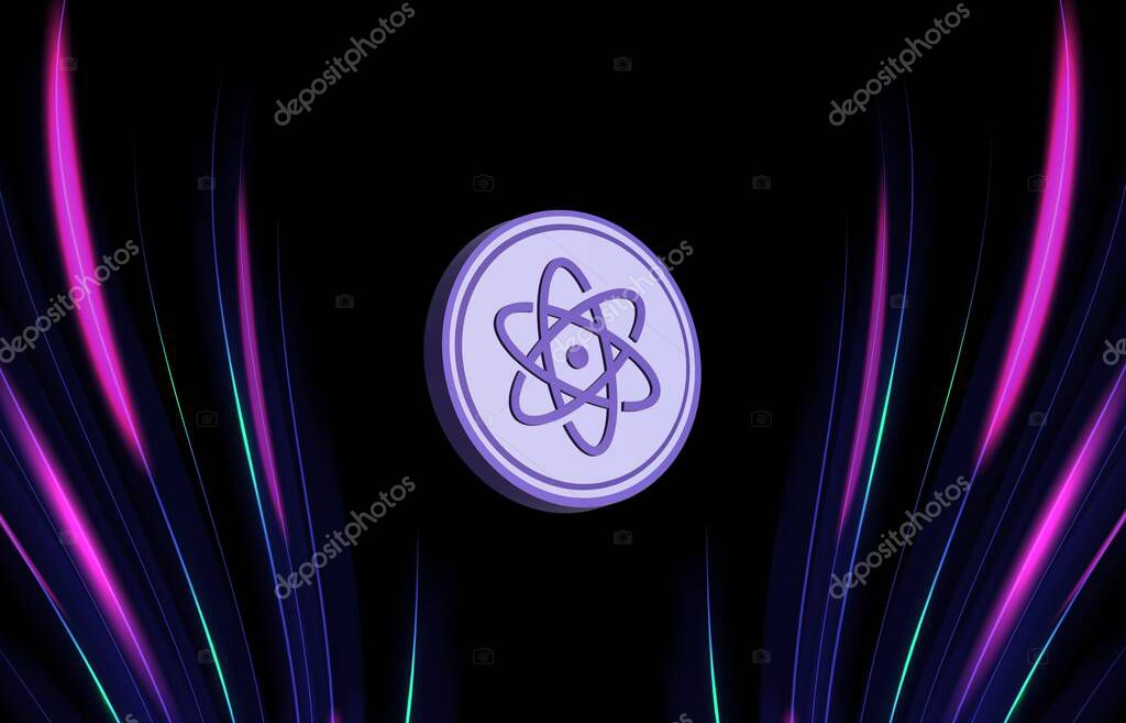 Proton-xpr cryptocurrency images on digital background. 3d illustration.