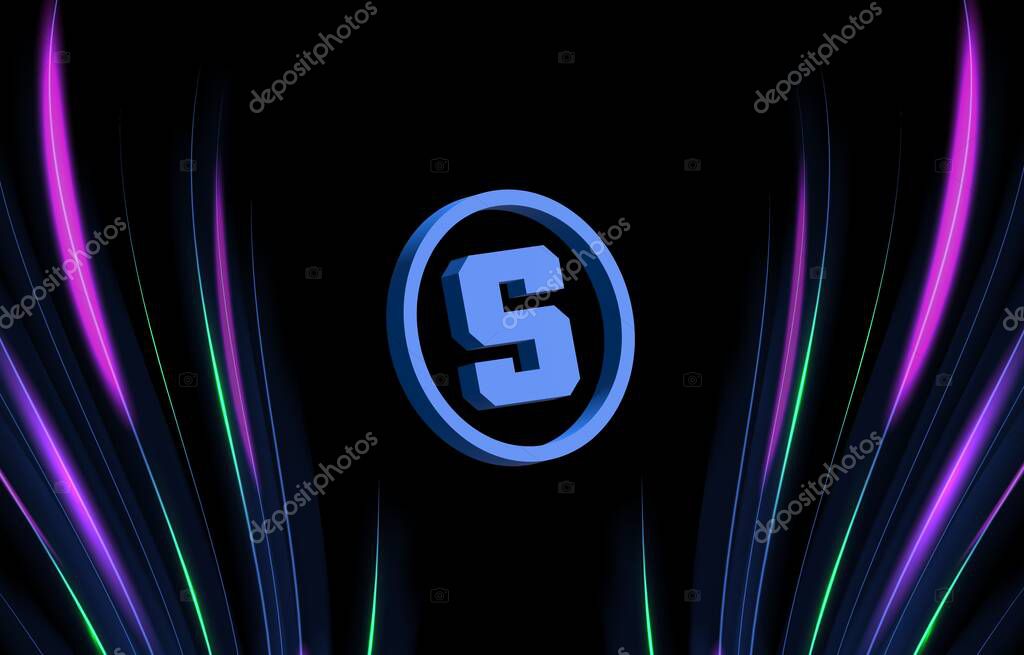 Sandbox-sand virtual currency logo on abstract background. 3d illustrations.