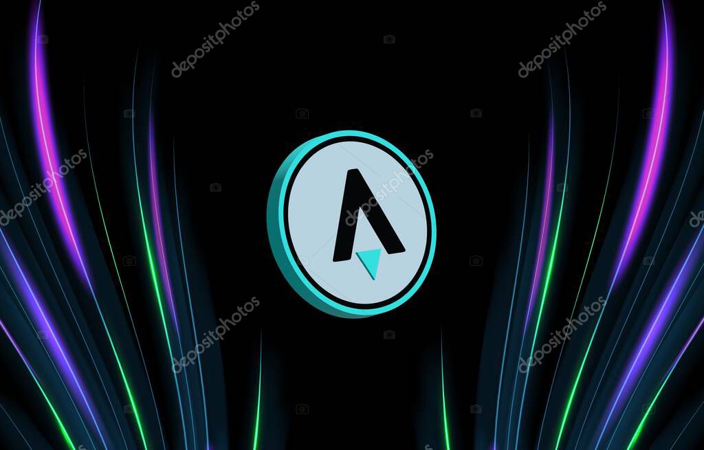 Star atlas-atlas virtual currency images on digital background. 3d illustrations.