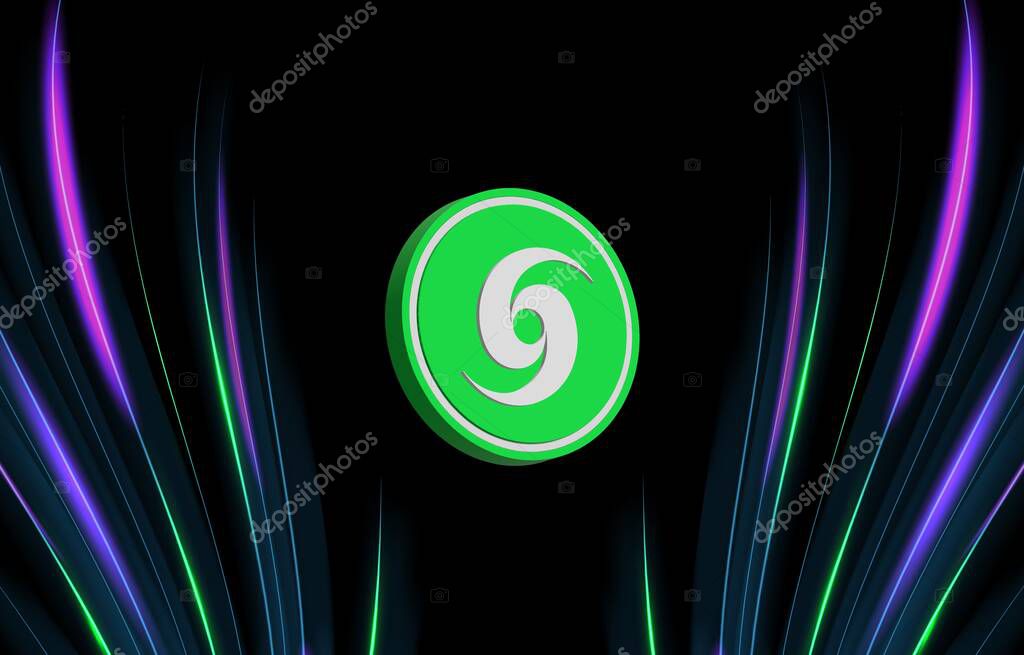 Teleport system token-tst cryptocurrency images on digital background. 3d illustrations.