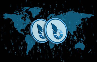 bitshare-bts dijital arkaplanda sanal para birimi resimleri. 3d illüstrasyon.