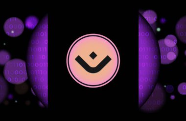 Dijital arkaplanda mantra-om kripto para birimi logoları. 3d illüstrasyon.