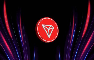 Dijital arkaplanda tron-trx kripto para birimi görüntüleri. 3d illüstrasyon.