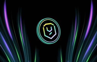 Dijital arkaplanda lonca oyunları-ygg sanal para birimi görüntüsü ver. 3d illüstrasyon.