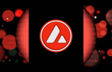 Dijital arkaplanda çığ-avax sanal para birimi görüntüsü. 3d illüstrasyon.