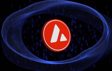 Dijital arkaplanda çığ-avax sanal para birimi görüntüsü. 3d illüstrasyon.