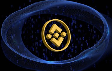 dijital arkaplanda binance-bnb sanal para birimi resmi. 3d illüstrasyon.