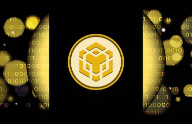 dijital arkaplanda binance-bnb sanal para birimi resmi. 3d illüstrasyon.