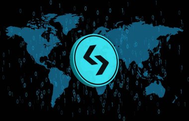 bitget token-bgb dijital arkaplanda şifreli para birimi logoları. 3d illüstrasyon.