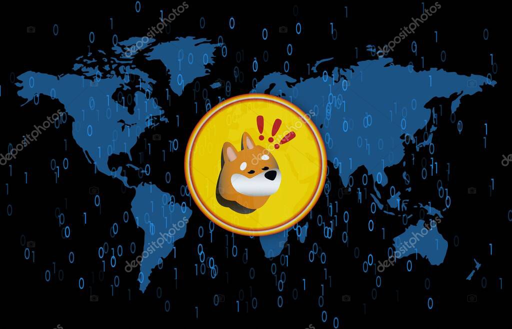 Bonk coin cryptocurrency image on digital background. 3d illustrations.