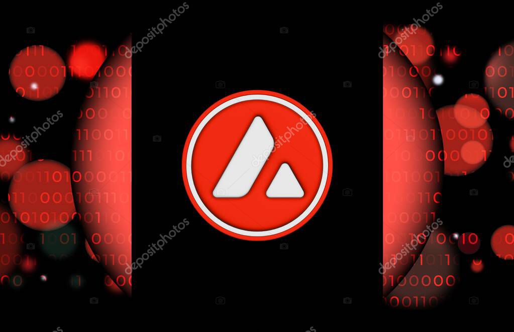 Avalanche-avax virtual currency image in the digital background. 3d illustrations.