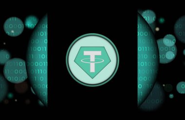 Dijital arkaplanda sanal para birimi resimleri var. 3d illüstrasyon.