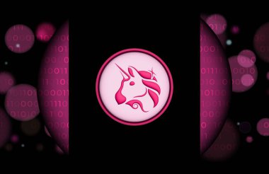Uniswap-uni kripto para birimi görüntüleri. 3 boyutlu illüstrasyon. dijital paralar.