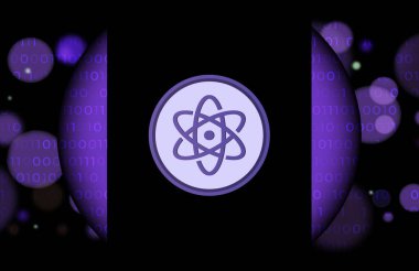 Dijital arkaplanda proton-xpr kripto para birimi resimleri. 3d illüstrasyon.