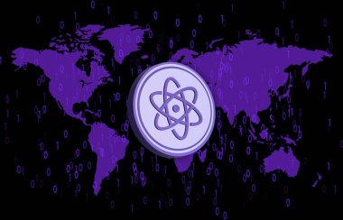 Dijital arkaplanda proton-xpr kripto para birimi resimleri. 3d illüstrasyon.