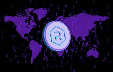 raydium-ray virtual currency image in the digital background. 3d illustrations.