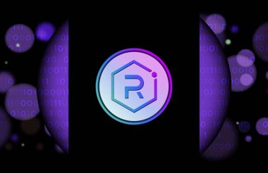 raydium-ray virtual currency image in the digital background. 3d illustrations.
