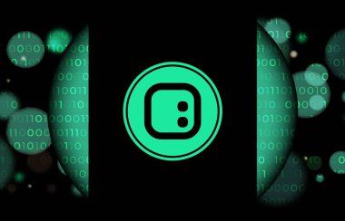 Dijital arkaplanda uzay kimlik kodlu şifreli para birimi logoları. 3d illüstrasyon.