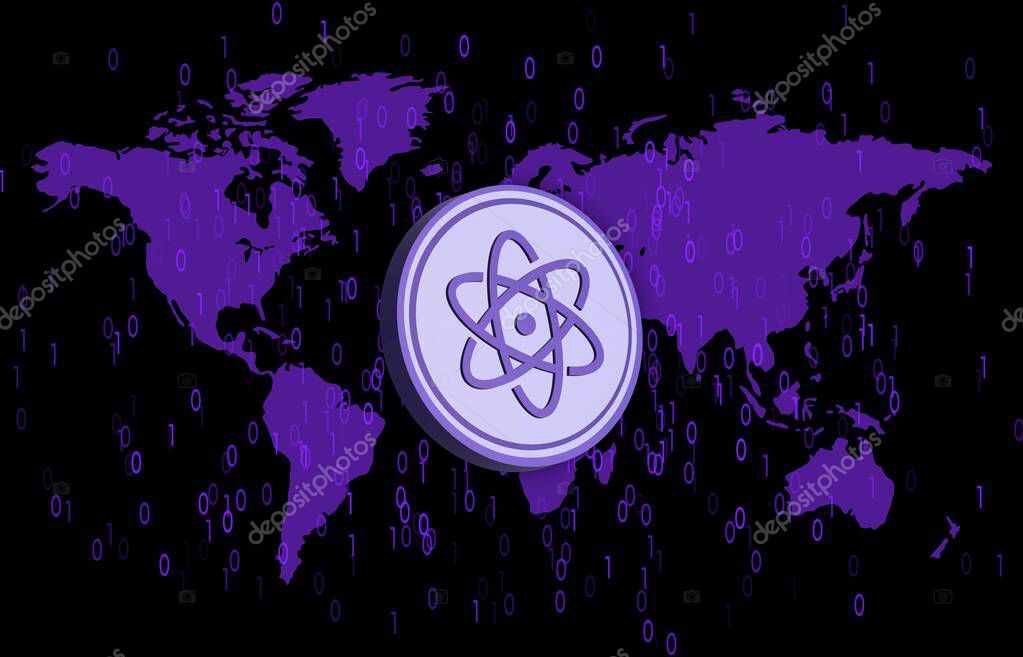 Proton-xpr cryptocurrency images on digital background. 3d illustration.