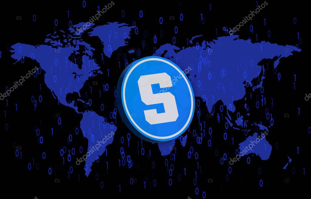 Sandbox-sand virtual currency logo on abstract background. 3d illustrations.
