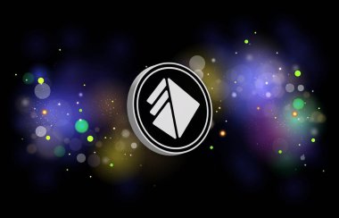 Dijital arkaplanda altkatman-alt kripto para birimi resimleri. 3d illüstrasyon.