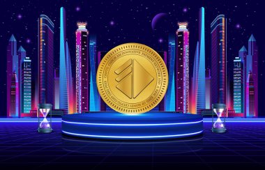 Dijital arkaplanda altkatman-alt kripto para birimi resimleri. 3d illüstrasyon.