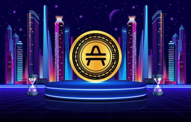 Dijital arkaplanda amfi kripto para birimi resimleri. 3d illüstrasyon.